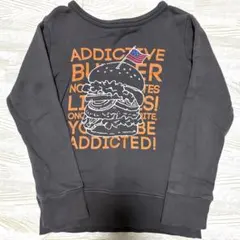 BREEZE トレーナー 110 黒　ハンバーガー　食べ物柄　無地　おしゃれ