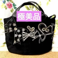 美品 シンクビー リボンズ トートバッグ バッグ ファスナータイプ 黒 ブラック