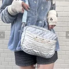 ハンドメイド ショルダーバッグ 水色