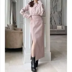 リゼクシー バックオープンフーディワンピース ピンク