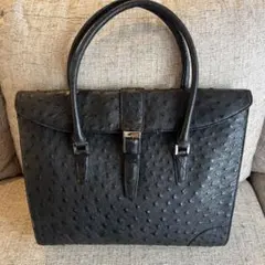 新品同様 オーストリッチ ハンドバッグ 【JRA認定】ブラック 日本製 黒
