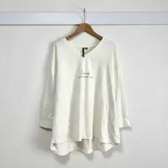 HK WORKS LONDON Vネック ロゴ 7分袖 カットソー LL