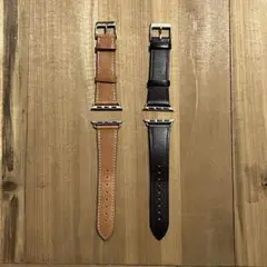 Apple Watch 5 40mm用レザー製バンド 2本（ブラウン・ブラック）
