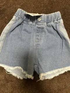 【値下げ交渉◎】ライトブルー フリンジヘム デニムショートパンツ 110cm