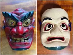 【O-2569】備中神楽 面 神楽面 温羅 室尾 工芸品 民芸品のサムネイル