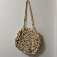 カゴバッグ　編みバッグ　ショルダーバッグ　ベージュのサムネイル