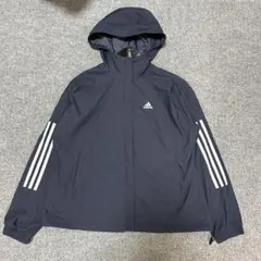【R927】 adidas ナイロンジャケット サイズL ネイビー 紺