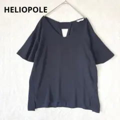 エリオポール／ブラウス 半袖 フレア袖 上品 無地 シンプル 日本製 ネイビーのサムネイル