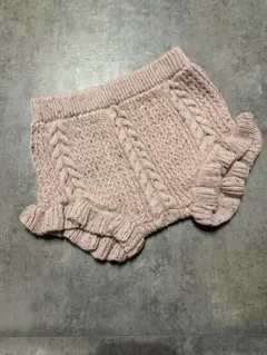 (新品)ケーブル編みフリルニットショーツ　80cm