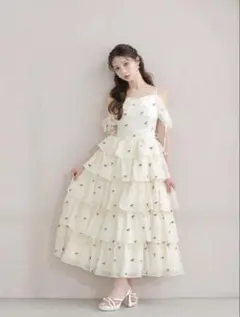 m.me.eme ロマンティックレースキャミスリットワンピース PINK - メルカリ