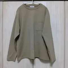 PLUS ONE クルーネック ポケット付き スウェット ベージュ L
