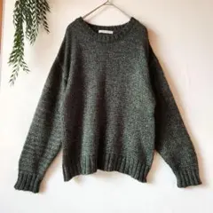 イーハイフンワールドギャラリーピース『F』ラメダークグリーン 金網み ニット