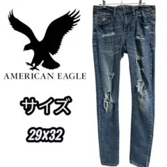 American Eagle ダメージデニム スキニー ブルー クラッシュのサムネイル