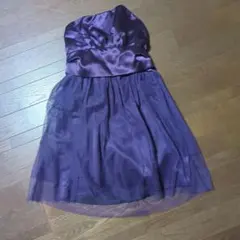 パープル ストラップレス パーティードレス
