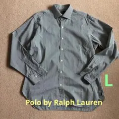 Polo by Ralph Lauren 長袖グリーンストライプシャツ　L