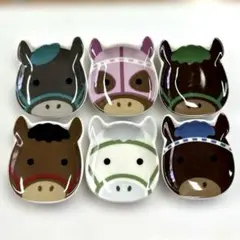 食器豆皿 競走馬 カラフルダービー プレート 6点セット　セリアのサムネイル
