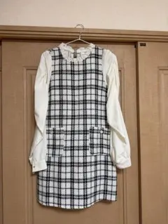 チェック柄ミニワンピース 長袖