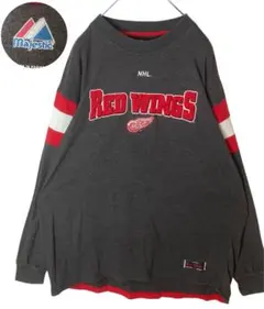 希少古着majestic×NHLデトロイトレッドウィングスロンTビッグサイズのサムネイル