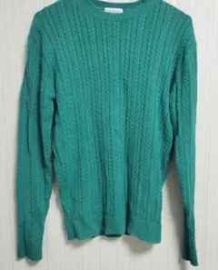 エディフィスグリーン ケーブルニットセーター