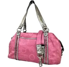 美品✨　コーチ　ポピー　ショルダーバッグ　2way キャンバスレザー　ピンク