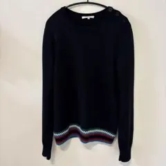 カルベンCARVEN ボタン付き ニットセーター ネイビーL