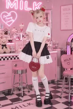 ミルク　milk ハートロゴTシャツ JFashion Kawaii