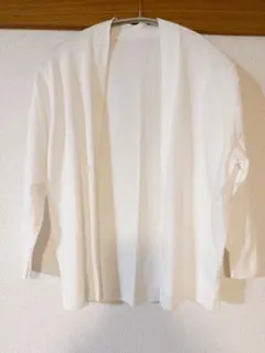 無印良品　ＵＶカット　強撚　ショートカーディガン　七分袖　白　Ｓサイズ