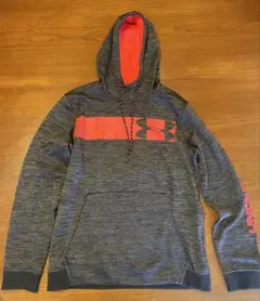 UNDER ARMOUR フード付き厚手パーカ グレー/レッド