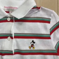 90s Tokyo Disneyland ミッキー刺繍 ポロワンピース M