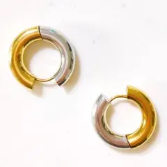 ★再入荷★ 新品　ステンレス バイカラー フープ ピアス