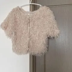 ローリーズファーム　フェザーヤーン 半袖カーディガン ベージュ