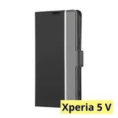 Xperia 5 V ケース 手帳型 軽量ケース 薄型ケース グレー ブラック