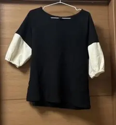 ブラック、アイボリー　カットソー 五分袖トップス　L SHEIN
