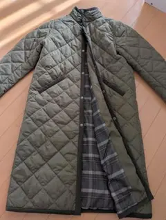 BEAMS キルティングロングコート オリーブ