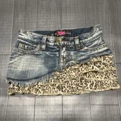 JSG デニムミニスカート レオパードフリルのサムネイル
