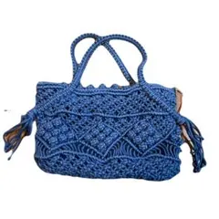 ブルー　ハンドバッグ　モード