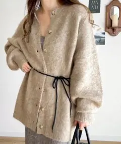 クラシカルエルフ 2WAYコード紐付きMIXモヘアライクニットカーディガン