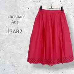 【christian Ada】大きいサイズ　フレアスカート　カットワーク　鮮やかのサムネイル