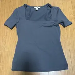 H&Mネイビー スクエアネック 半袖Tカットソー　Tシャツ