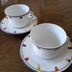【廃盤品】リチャード・ジノリ クリッパー ティーカップ＆ソーサー2客