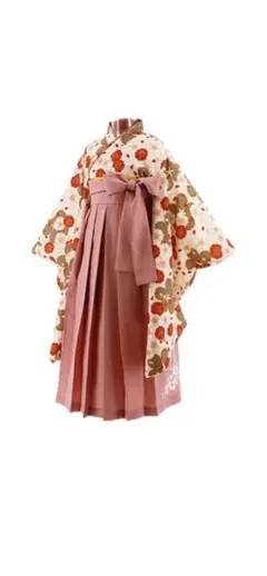 花柄着物と桜刺繍袴セット 卒業式用