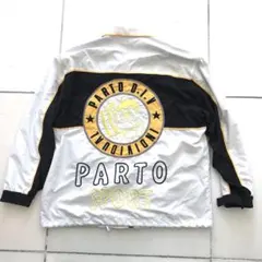 90s PARTO ビッグロゴ ナイロンジャケット ブルゾン 白 フリー
