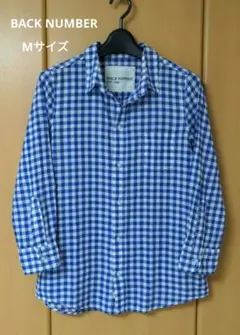 バックナンバー Right-on チェックシャツ 七分袖 ブルー【美品】