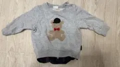 クマ刺繍グレー スウェット 80cm