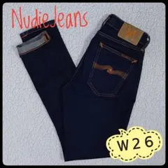 【美品】 NudieJeans　デニムパンツ　W26　skinny lin　濃紺のサムネイル