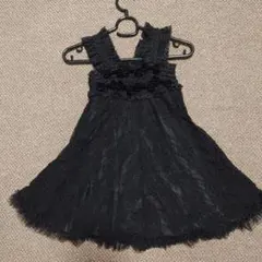 【美品】メゾピアノ　黒　総レースワンピース リボン　パニエ　110　旧タグ