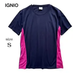 イグニオ IGNIO 吸汗速乾 ドライ Tシャツ S ネイビー ピンクのサムネイル