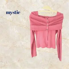 mystic オフショルデザインリブニット ピンク