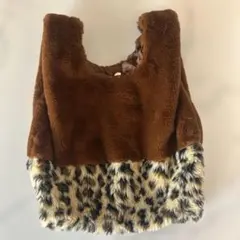 ファートートバッグ ブラウン ヒョウ柄