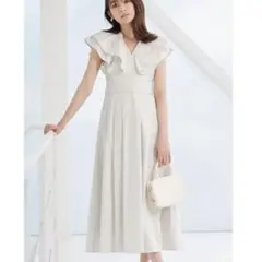 新品 フレイアイディー フロントノットリボン ペプラム ワンピース 白 